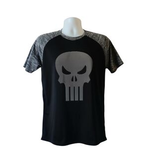 Marvel The Punisher men's black/gray short-sleeve dot graphic t-shirt size M
